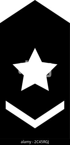 Rang Epaulette, Militärschulter Abzeichen. Abbildung des Symbols für flache Vektorgrafik. Einfaches schwarzes Symbol auf weißem Hintergrund. Rang Epaulette, Militär Schultersig Stock Vektor