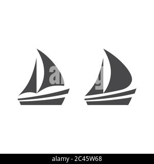 Boot oder Yacht einfach schwarz Vektor-Symbol. Symbol für das Piktogramm des Bootes. Stock Vektor