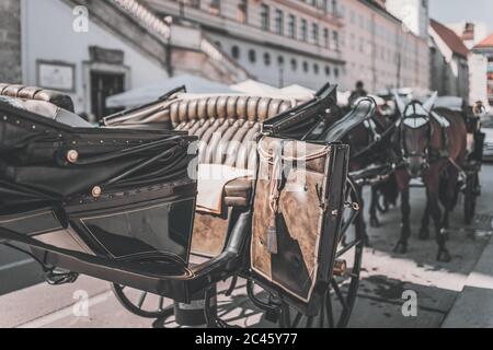 Offene Tür von hackney Bus, Kutsche Stockfoto