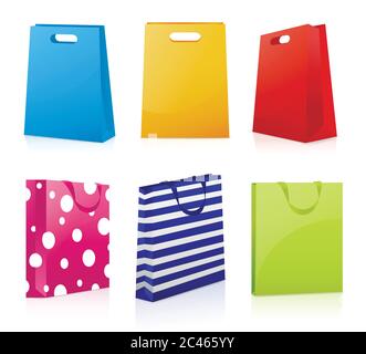 Set von Einkaufstaschen, realistische Vektor-Illustration Stock Vektor