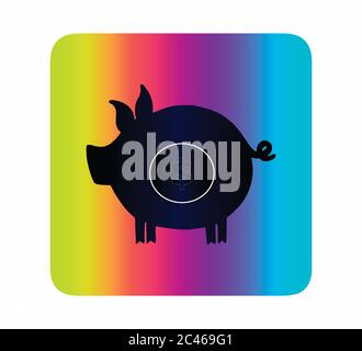 Pig Sparschwein flach Neon Vektor-Symbol Stock Vektor
