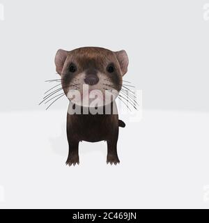 Grafische Darstellung von 3D gerendertem Otter isoliert auf dem weißen Hintergrund Stockfoto