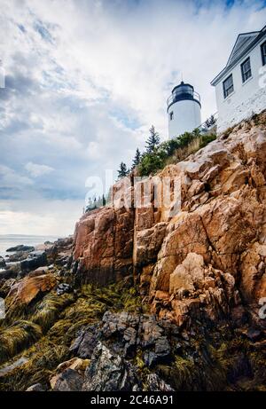 Bass Harbor Head Light, ein Leuchtturm in Mount Desert Island, erbaut 1855, Acadia National Park, Maine, USA, Nordamerika Stockfoto