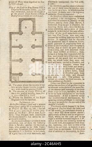 Plan des Gewölbes in der Kapelle von König Heinrich VII. In Westminster Abbey, London 1751 Stockfoto