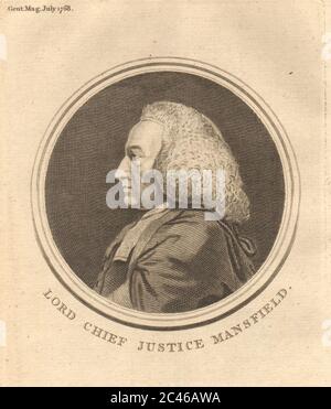 Lord Chief Justice Mansfield. William Murray, 1. Earl of Mansfield. Gesetz 1768 Stockfoto