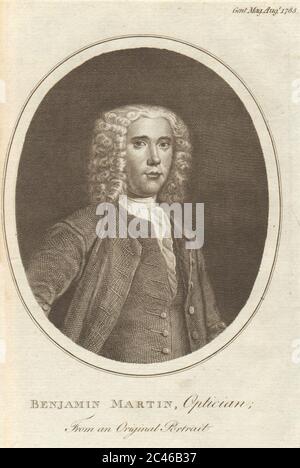 Benjamin Martin, Optiker, Lexikograph & wissenschaftlicher Instrumentenbauer 1785 Stockfoto