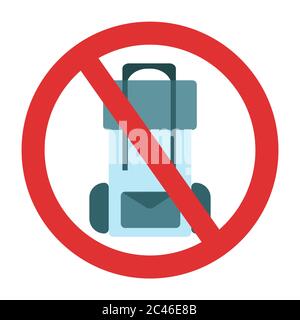 Gepäckverbot. Verbot von Reisetaschen. Stop-Fahrt isoliert Abbildung. Bleiben Sie zu Hause COVID-19 Prävention. Stock Vektor