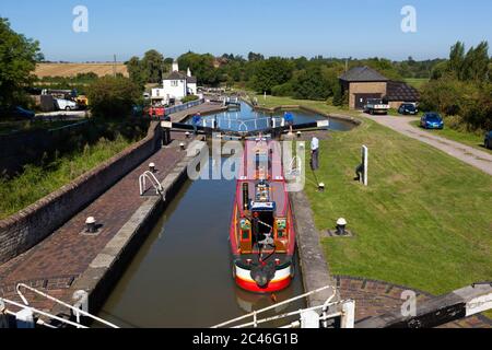 The Three Locks Pub am Grand Union Canal, in der Nähe von Stoke Hammond, Buckinghamshire, England, Großbritannien Stockfoto