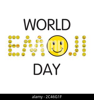 vektor-Illustration der Welt Emoji Tag Poster oder Grußkarte Design Stock Vektor