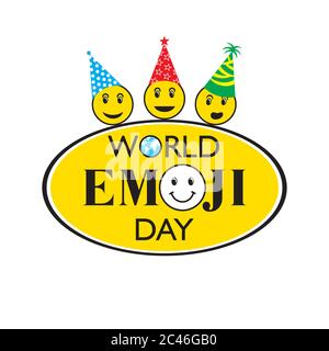 vektor-Illustration der Welt Emoji Tag Poster oder Grußkarte Design Stock Vektor