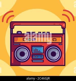 Retro-Boombox-Vektorgrafik. Flacher Cartoon-Stil Stock Vektor