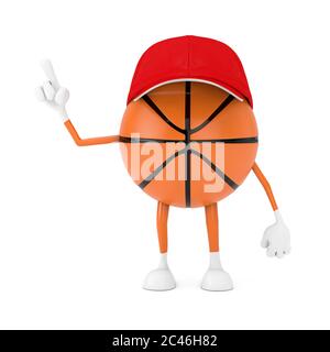 Niedliche Cartoon Spielzeug Basketball Ball Sport Maskottchen Person Charakter auf einem weißen Hintergrund. 3d-Rendering Stockfoto