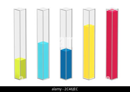 Farbe Spalte Infografiken Glasdiagramm Balken auf weißem Hintergrund. 3d-Rendering Stockfoto