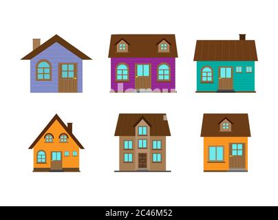 Startseite. Eine Reihe von einfachen Farb-Vektor-Symbole auf einem weißen Hintergrund isoliert Stock Vektor