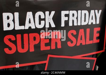 Black Friday super Verkauf Zeichen aus nächster Nähe Stockfoto