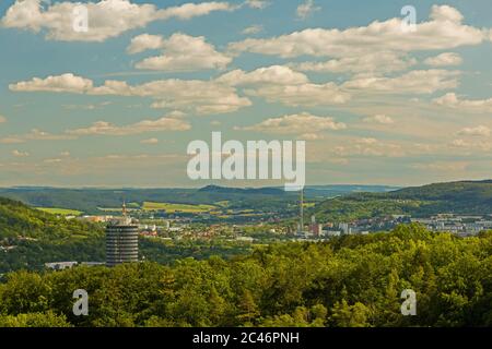 Blick über die Stadt Jena in Thüringen Stockfoto