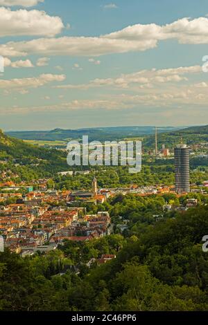 Blick über die Stadt Jena in Thüringen Stockfoto