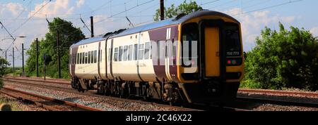 158 773 EMR Regional, East Midlands Train, Newark on Trent, Nottinghamshire, England; Großbritannien Stockfoto