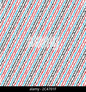 Nahtloses Muster mit schräg farbigen Zickzacklinien Stock Vektor