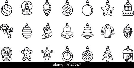 Weihnachtsbaum Spielzeug Symbole gesetzt. Umriss Set von Weihnachtsbaum Spielzeug Vektor-Icons für Web-Design isoliert auf weißem Hintergrund Stock Vektor