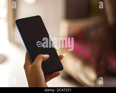 Assam, indien - 23. Mai 2020 : Uber App. Eine Taxi-Buchungs-App weltweit. Stockfoto