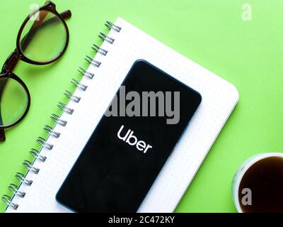 Assam, indien - 23. Mai 2020 : Uber App. Eine Taxi-Buchungs-App weltweit. Stockfoto