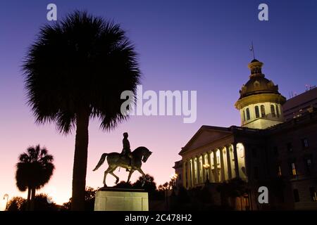 Gouverneur Wade Hampton Statue, State Capitol Komplex, Columbia, South Carolina, USA Stockfoto