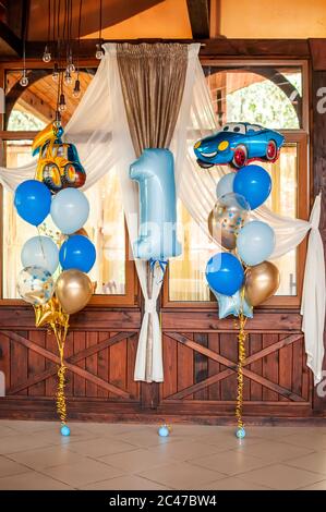Viele Luftballons ein Jahr Stockfoto