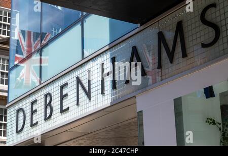 Das Kaufhaus in der Oxford Street der Firma Debenhams, die kürzlich in die Verwaltung gegangen ist. Stockfoto