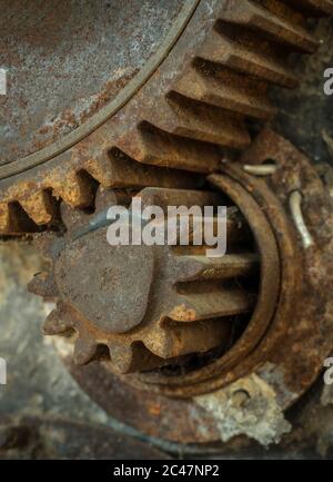 Nahaufnahme der alten Zahnräder Stockfoto