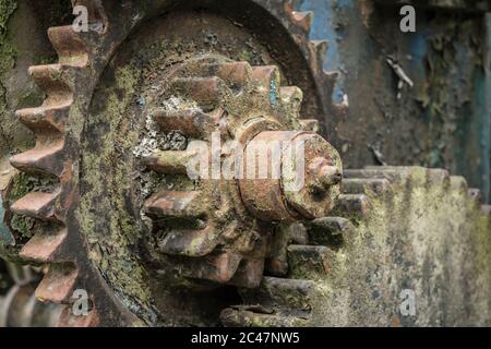 Nahaufnahme der alten Zahnräder Stockfoto