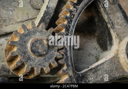 Nahaufnahme der alten Zahnräder Stockfoto