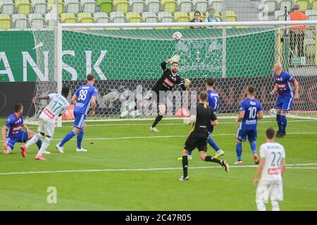 Frantisek Plach von Piast in Aktion während des Polnischen Ekstraklasa-Spiels zwischen Lechia Danzig und Piast Gliwice im Energa-Stadion.(Endstand; Lechia Danzig 1:0 Piast Gliwice) Stockfoto
