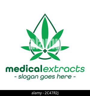Logo für medizinische Extrakte. Medizinisches Marihuana Blatt Logo. Stock Vektor