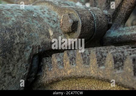 Nahaufnahme der alten Zahnräder Stockfoto
