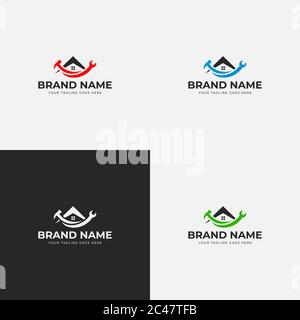 Startseite Reparatur Logo Design Vorlage Vektor Illustration. Haus Gebäude Werkzeuge Vektor-Design. Haus Bau Logo Symbol Design. Stock Vektor