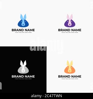 Kreative, einfache, minimalistische Design-Vorlage für Kaninchen-Logo. Niedliche Cartoon Bunny Vektor Illustration. Stock Vektor