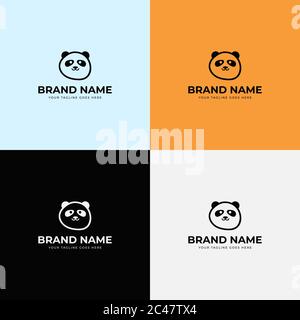 Niedlichen Panda Bär Silhouette Logo Design Vektor Vorlage. Stock Vektor