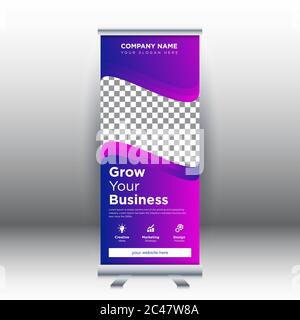 Kreative abstrakte moderne Unternehmen vertikale Roll-up Banner Design Vorlage Vektor Illustration Konzept Ausstellung Werbung, Präsentation. Stock Vektor