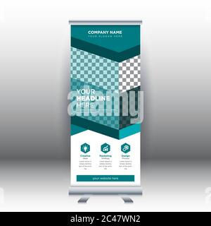 Kreative abstrakte moderne Unternehmen vertikale Roll-up Banner Design Vorlage Vektor Illustration Konzept Ausstellung Werbung, Präsentation. Stock Vektor