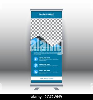 Kreative abstrakte moderne Unternehmen vertikale Roll-up Banner Design Vorlage Vektor Illustration Konzept Ausstellung Werbung, Präsentation. Stock Vektor