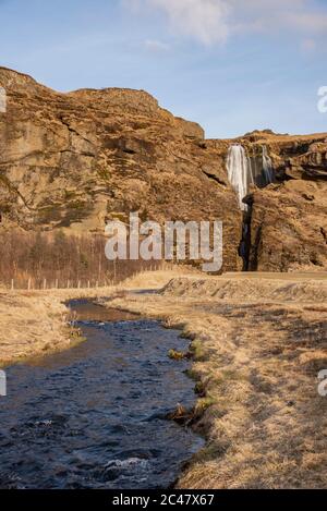 Wasserfall Gljufrabui, bei Seljalandsfoss, Südisland Stockfoto