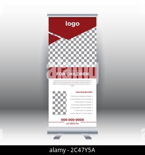 Bildung Roll Up Banner Standvorlage. Kreative Banner-Design. Kind Schule Roll-up Banner Design.Professional Förderung Banner. Ausstellungsdesign. 03 Stock Vektor