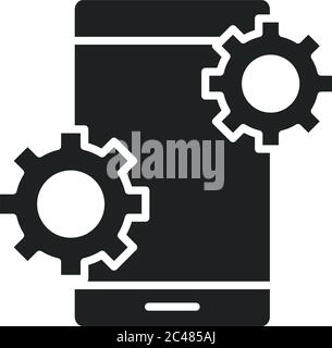 Handy oder Smartphone Einstellungen elektronisches Gerät Silhouette Stil Symbol Vektor Illustration Stock Vektor