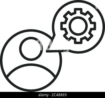 avatar Zahnradeinstellung Sprache Blase Linie Stil Symbol Vektor Illustration Stock Vektor