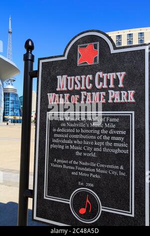 Walk of Fame Park, Nashville, Tennessee, USA Stockfoto