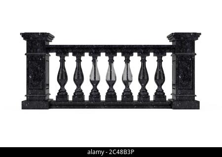 Klassische schwarze Marmorsäulen Balustrade mit Säulen auf weißem Hintergrund. 3d-Rendering Stockfoto