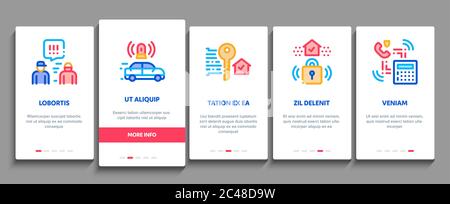 Security Agency Property Protect Onboarding Elements Icons Set Vector Stock Vektor