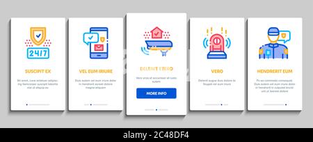 Security Agency Property Protect Onboarding Elements Icons Set Vector Stock Vektor