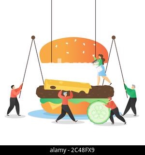 Fast Food Restaurant Dienstleistungen Konzept Vektor flache Illustration Stock Vektor